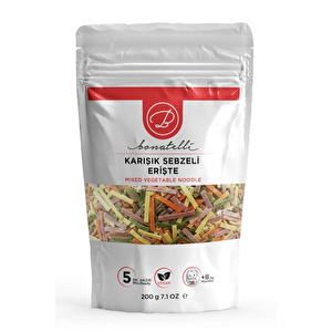 Bonatelli Karışık Sebzeli Erişte 200 G | Bebek Makarna +8 Ay