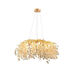 Apliqa Masal 80'lık Yuvarlak Gold Kristal Taşlı Modern, Oturma Odası, Salon Avize görseli 2