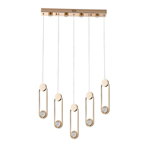Apliqa Beckett 5'li Sıralı Kristal Top Başlıklı Gold Sarkıt Led Avize