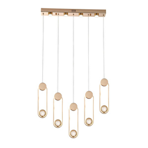 Apliqa Beckett 5'li Sıralı Kristal Top Başlıklı Gold Sarkıt Led Avize görseli 4