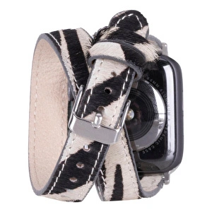 Bloominbag Bloomband Wild Zebra Slim Double Tour Leather Apple Watch Band - 44/45/46/49mm görseli 2