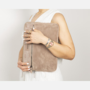 Bloominbag Sand Still Hakiki Süet Deri 15-16 Inç Macbook/laptop Kılıfı görseli 4