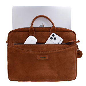 Bloominbag Camel Still Hakiki Süet Deri 13-14 Inç Macbook/laptop Çantası görseli 3