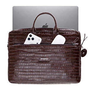 Bloominbag Mocha Croco Hakiki Deri 13-14 Inç Macbook/laptop Çantası görseli 3