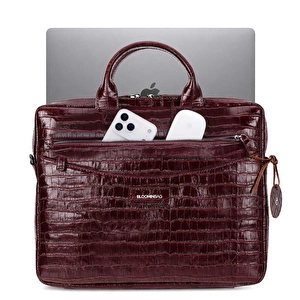 Bloominbag Burgundy Croco Hakiki Deri 13-14 Inç Macbook/laptop Çantası görseli 3