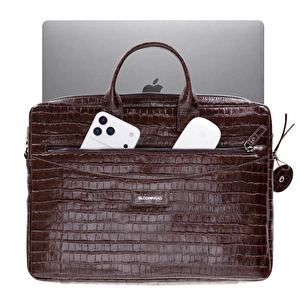 Bloominbag Mocha Croco Hakiki Deri 15-16 Inç Macbook/laptop Çantası görseli 3