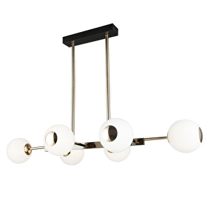 Apliqa Sofia Sıralı 60 Watt Siyah Gold Modern Oturma Odası, Yemek Masası Üstü, Salon Avize görseli 3