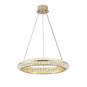Apliqa Kyler 60'lık Gold 90 Watt Kristalli 3 Renkli Led Sarkıt Avize görseli 2