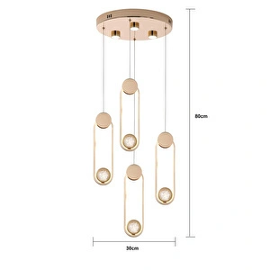 Apliqa Beckett 4'lü Kristal Top Başlıklı Gold Sarkıt Led Avize görseli 5