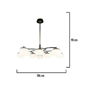 Apliqa Pura 10'lu Siyah Gold 100 Watt Yuvarlak Modern Oturma Odası, Salon Avize görseli 4