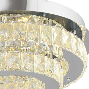 Apliqa Valeria 2 Katlı Elips Plafonyer Elips Ledli 3 Renkli Kristalli Taşlı Modern Tasarım Led Kristal Salon Avize görseli 4