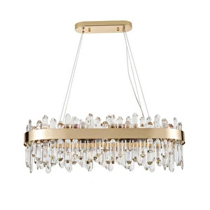 Apliqa Linfred Yemek Masası Üstü Sıralı Gold Kristal Taşlı Modern Salon Avize görseli 3