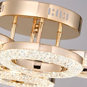 Apliqa Oylum 4'lü Gold 24 Watt Kristalli Koridor Salon Led Plafonyer Avize görseli 5