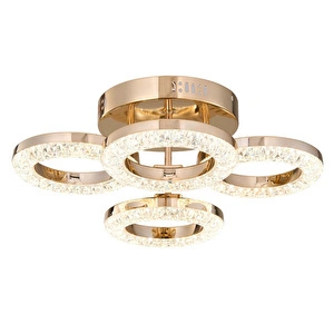 Apliqa Oylum 4'lü Gold 24 Watt Kristalli Koridor Salon Led Plafonyer Avize görseli 4