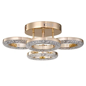 Apliqa Oylum 4'lü Gold 24 Watt Kristalli Koridor Salon Led Plafonyer Avize görseli 2