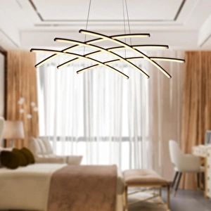 Apliqa Brian Mat Siyah Boyalı 3000k 58 Watt Sarkıt Salon Oturma Odası Ledli Avize görseli 1