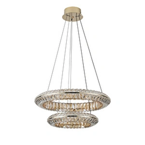 Apliqa Kyler 2'li Gold 180 Watt Kristalli 3 Renkli Led Sarkıt Avize görseli 4