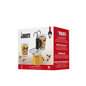 Bialetti Mini Express Mokapot Lictenstein + 2 Espresso Fincanı