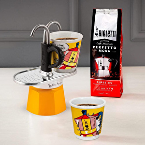 Bialetti Mini Express Mokapot Lictenstein + 2 Espresso Fincanı