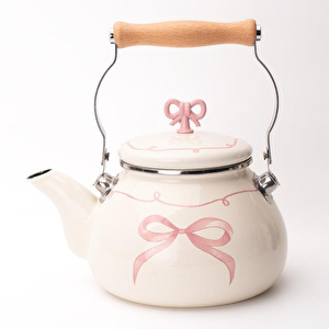 Emaylab Rebel Bow Kurdele Desenli Emaye Vintage Kettle