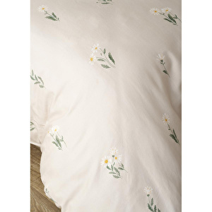 Bella Maison %100 Pamuk Saten Daisy Çift Kişilik Nevresim Takımı Bej (200x220 Cm) Bej görseli 5