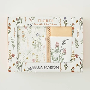 Bella Maison Flores Pamuklu Çift Kişilik Pike Takımı Somon (200x220 Cm) Somon görseli 6