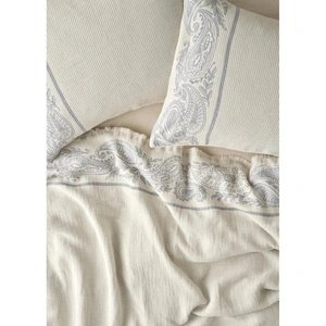 Bella Maison %100 Pamuk Paisley Jakarlı Çift Kişilik Yatak Örtüsü Seti Mavi (240x260 Cm) Mavi