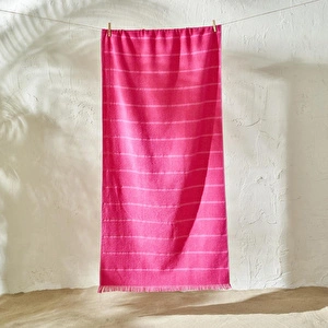 Bella Maison Holly Pamuklu Plaj Havlusu Fuşya (75x150 Cm) Fuşya görseli 1