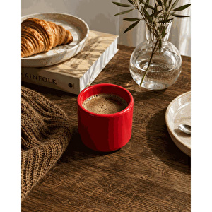 Beige & Stone Kırmızı Seramik Kupa 175 Ml Minimal Kahve Kupası Çay Fincanı Espresso Ve Türk Kahvesi Bardağı