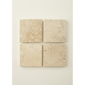 Bella Maison Ephesus 4'lü Traverten Bardak Altlığı (10x10 Cm) Naturel