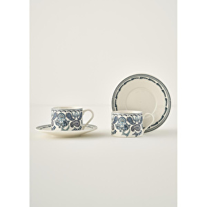 Bella Maison Paisley Porselen 2'li Çay Fincanı Mavi (180 Cc) Mavi