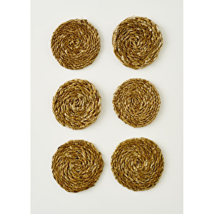 Bella Maison Rafe 6'lı Bardak Altlığı Naturel (10 Cm) Naturel