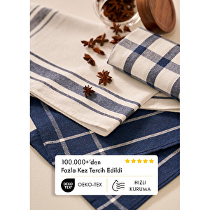 Bella Maison %100 Pamuk Liberty Kurulama Bezi Seti 3'lü Lacivert (45x65 Cm) Lacivert