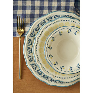 Bella Maison Mabel Stoneware 48 Parça 12 Kişilik Yemek Takımı Mavi
