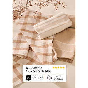 Bella Maison %100 Pamuk Liberty Kurulama Bezi Seti 3'lü Bej (45x65 Cm) Bej