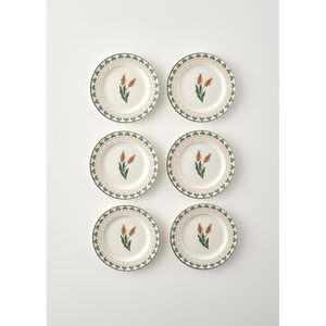 Bella Maison Tulip Porselen 6'lı Pasta Tabağı Seti (21 Cm) Çok Renkli görseli 1