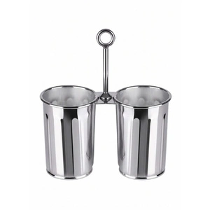 The Mia Krom Çift Bölmeli Kulplu Galvaniz Sunumluk 25 Cm