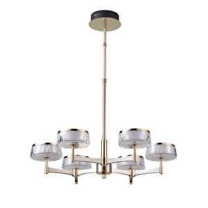 Apliqa Grayson Krom 6'lı 72 Watt Yuvarlak 3 Renkli Led Salon Avize görseli 4