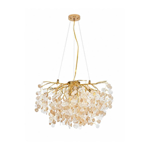 Apliqa Masal 60'lık Yuvarlak Gold Kristal Taşlı Modern, Oturma Odası, Salon Avize görseli 3