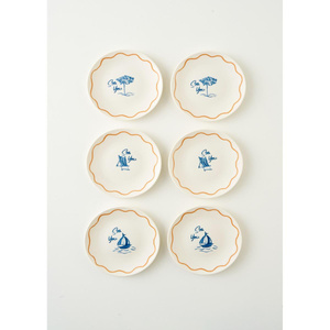 Bella Maison Marine Porselen 6'lı Pasta Tabağı Seti Mavi (19 Cm) Çok Renkli görseli 4