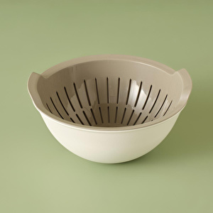 Bella Maison Handle Kaseli Süzgeç Bej (25,5x25,5x10,8 Cm) Bej