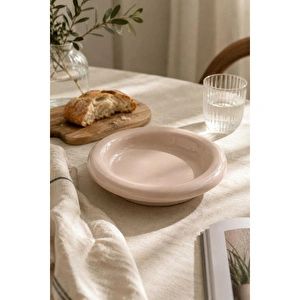 Beige & Stone Parlak Bej Donut Seramik Yemek Tabağı – 21,5 Cm