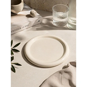 Beige & Stone Seramik Krem Donut Kahvaltı Pasta Yemek Ve Tatlı Servis Tabak 25 Cm görseli 2