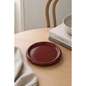 Beige & Stone Seramik Kahverengi Donut Kahvaltı Pasta Yemek Ve Tatlı Servis Tabak 25 Cm görseli 3