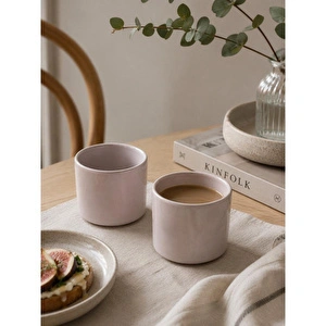 Beige & Stone 2'li Set Parlak Bej Seramik Kupa 175 Ml Minimal Kahve Kupası Çay Fincanı Espresso Ve Türk Kahvesi Bardağı