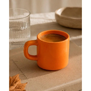 Beige & Stone Turuncu Seramik Fincan 175 Ml Kahve Çay Espresso Ve Türk Kahvesi Fincanı görseli 2