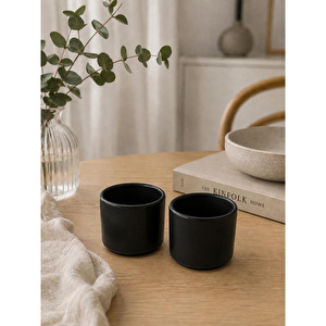 Beige & Stone 2'li Set Siyah Seramik Kupa 175 Ml Minimal Kahve Kupası Çay Fincanı Espresso Ve Türk Kahvesi Bardağı