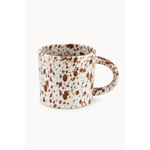 Beige & Stone Kahverengi Benekli Seramik Kupa Kahve Çay Süt Ve Bitki Çayı Kupası Büyük Kulplu Mug Bardak görseli 4