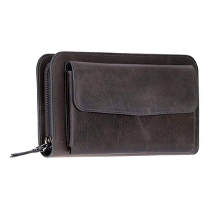 Bloominbag Faron Ash Graphite Telefon Bölmeli Hakiki Deri Unisex Clutch Çanta