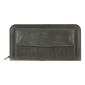 Bloominbag Faron Forest Green Telefon Bölmeli Hakiki Deri Unisex Clutch Çanta görseli 2